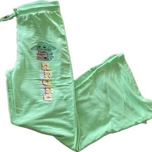 Women's Neon Green Star Wars Baby Yoda Grogu Flair Leg Louge Pants (NWOT) (XL)